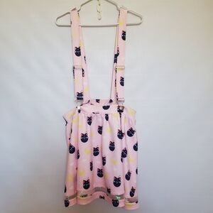 HOT TOPIC SAILOR MOON LUNA & MOONS PINK SUSPENDERS SKIRT IRIDESCENT WOMENS  (XL)